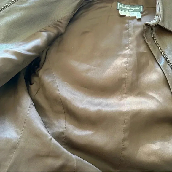 Salvatore Ferragamo Genuine Leather Jacket Brown Italy S - Picture 11 of 14
